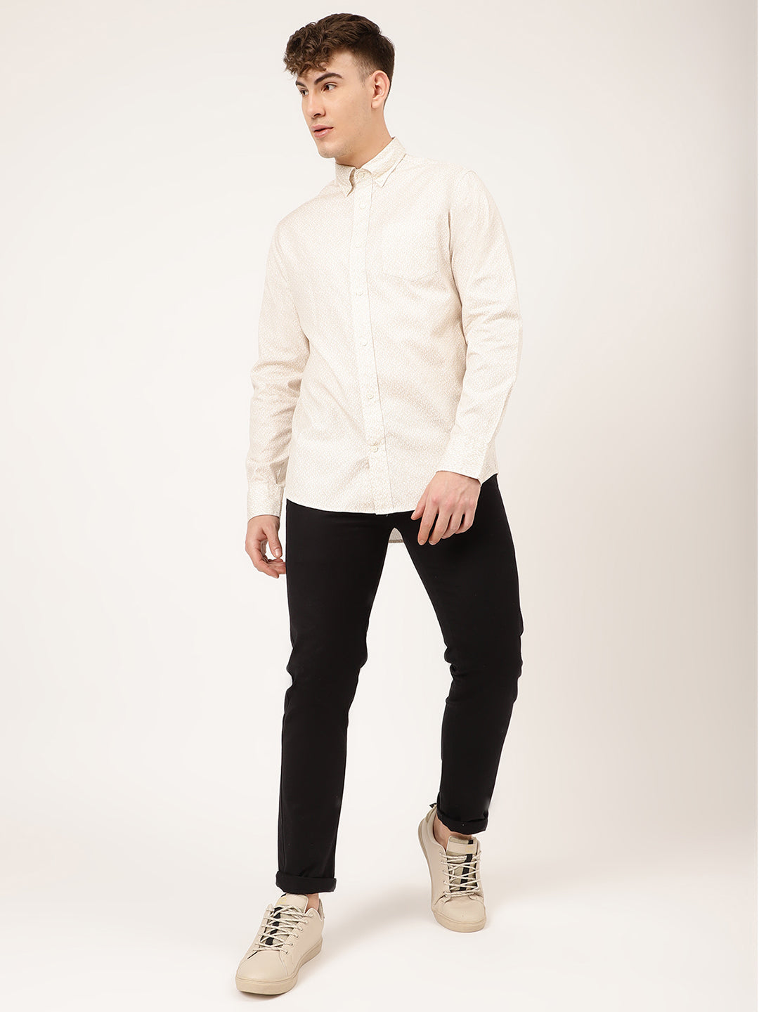 Gant Beige Printed Regular Fit Shirt