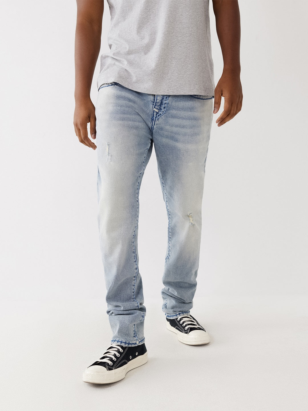 True Religion Men Blue Washed Skinny Fit Jeans