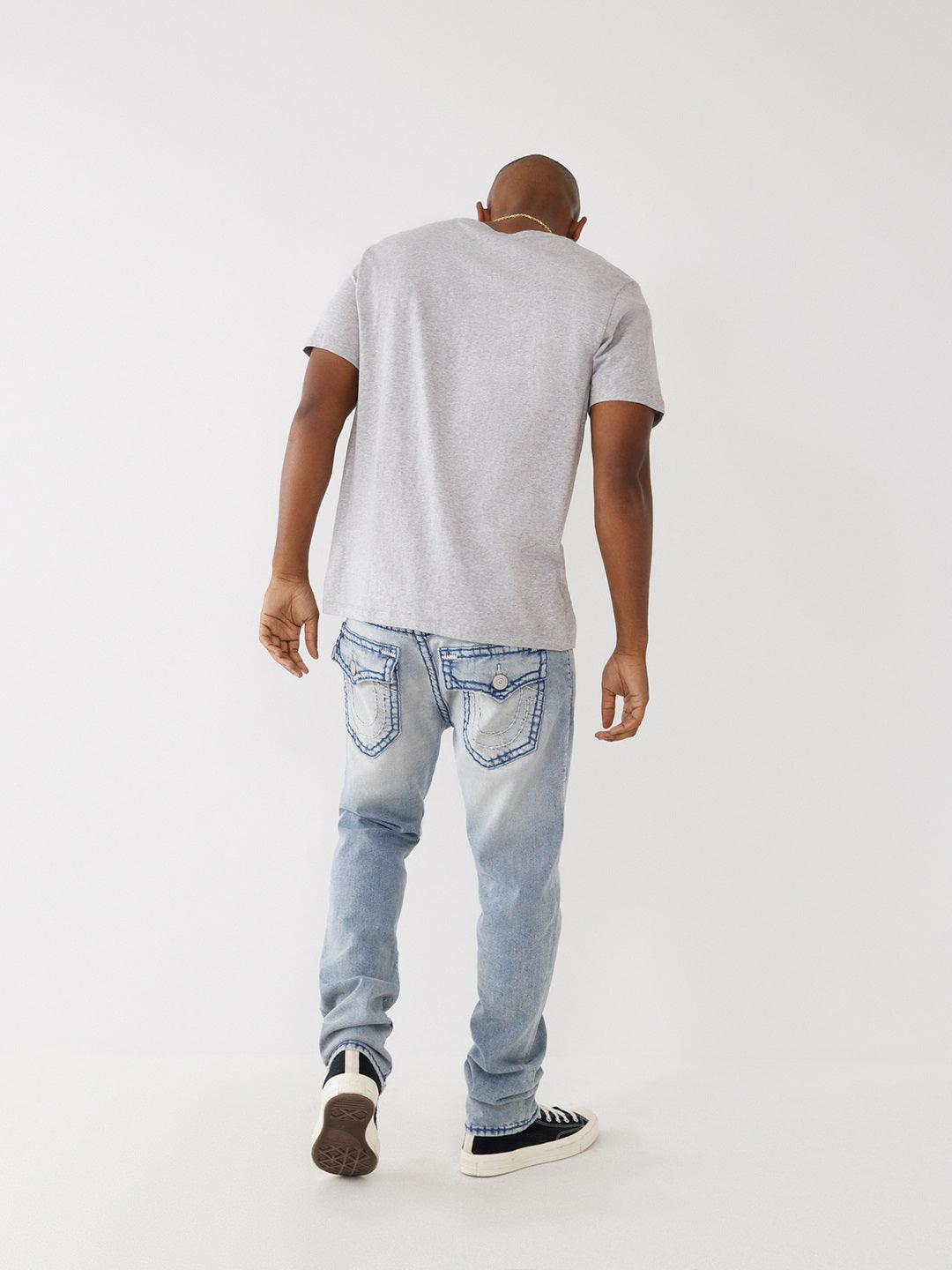 True Religion Men Blue Washed Skinny Fit Jeans