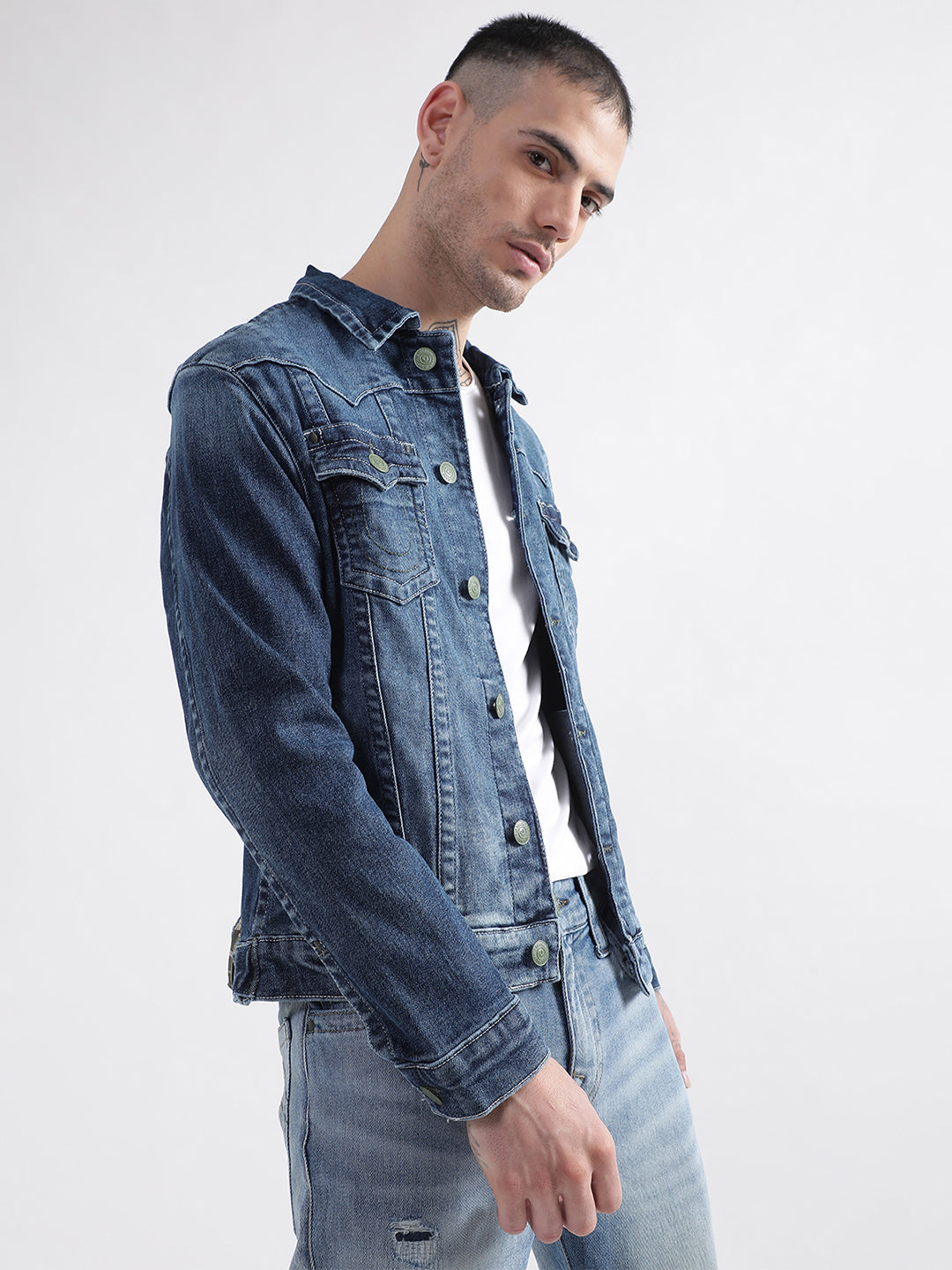 Dark blue true religion jean jacket sale