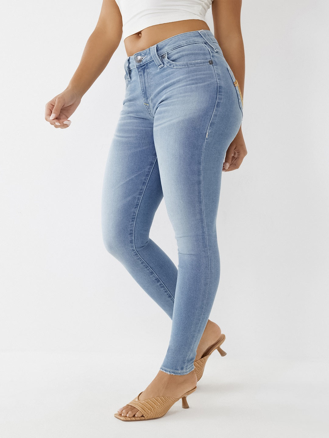 True Religion Women Blue Washed Skinny Fit Jeans