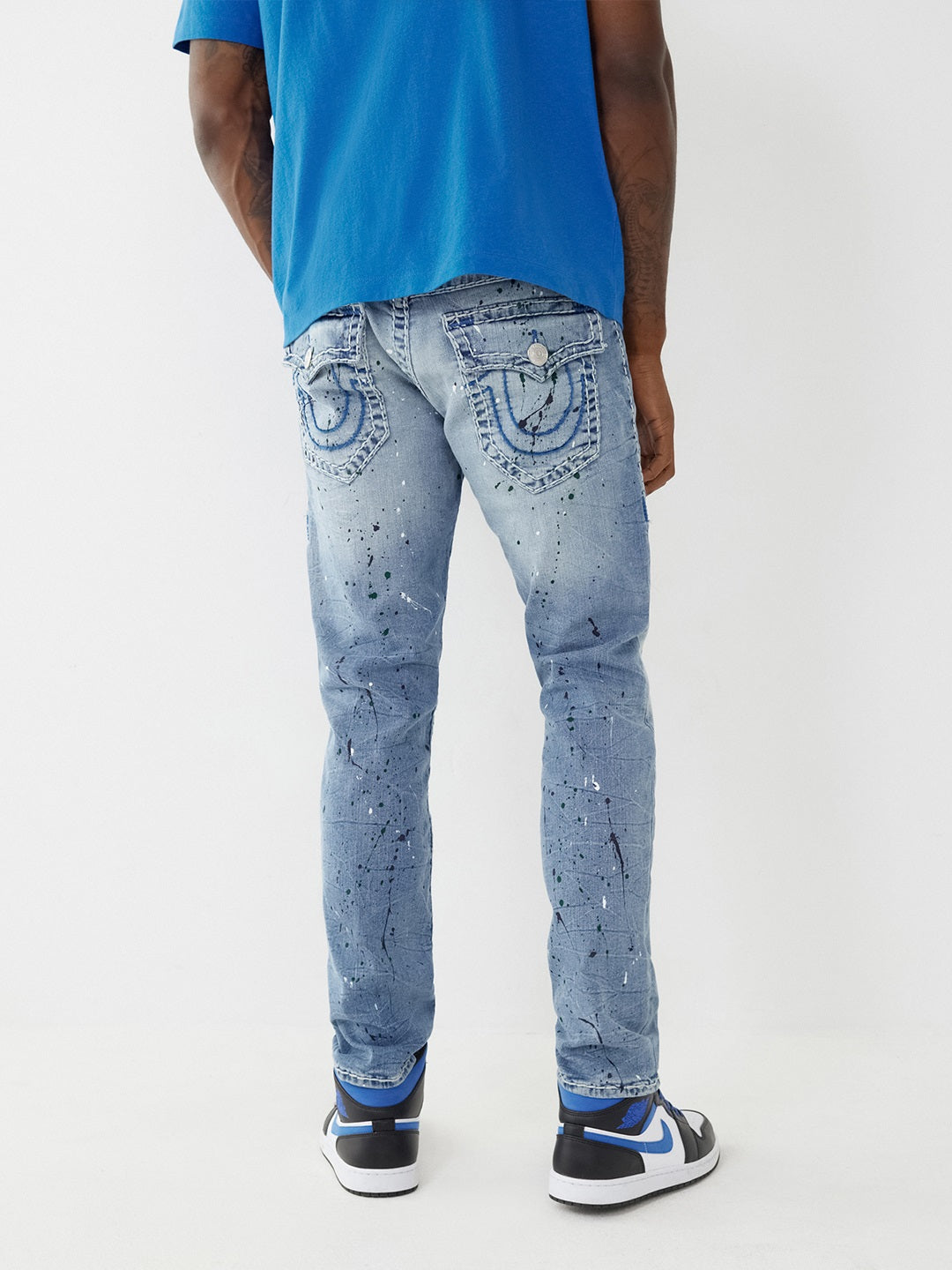 True Religion Men Blue Washed Skinny Fit Jeans