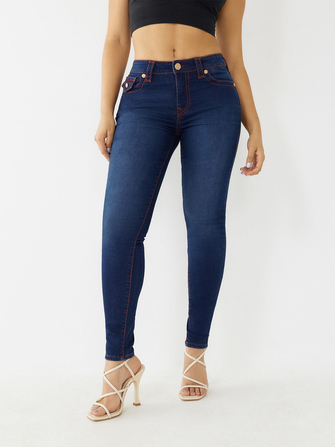 True Religion Women Blue Washed Super Skinny Jeans