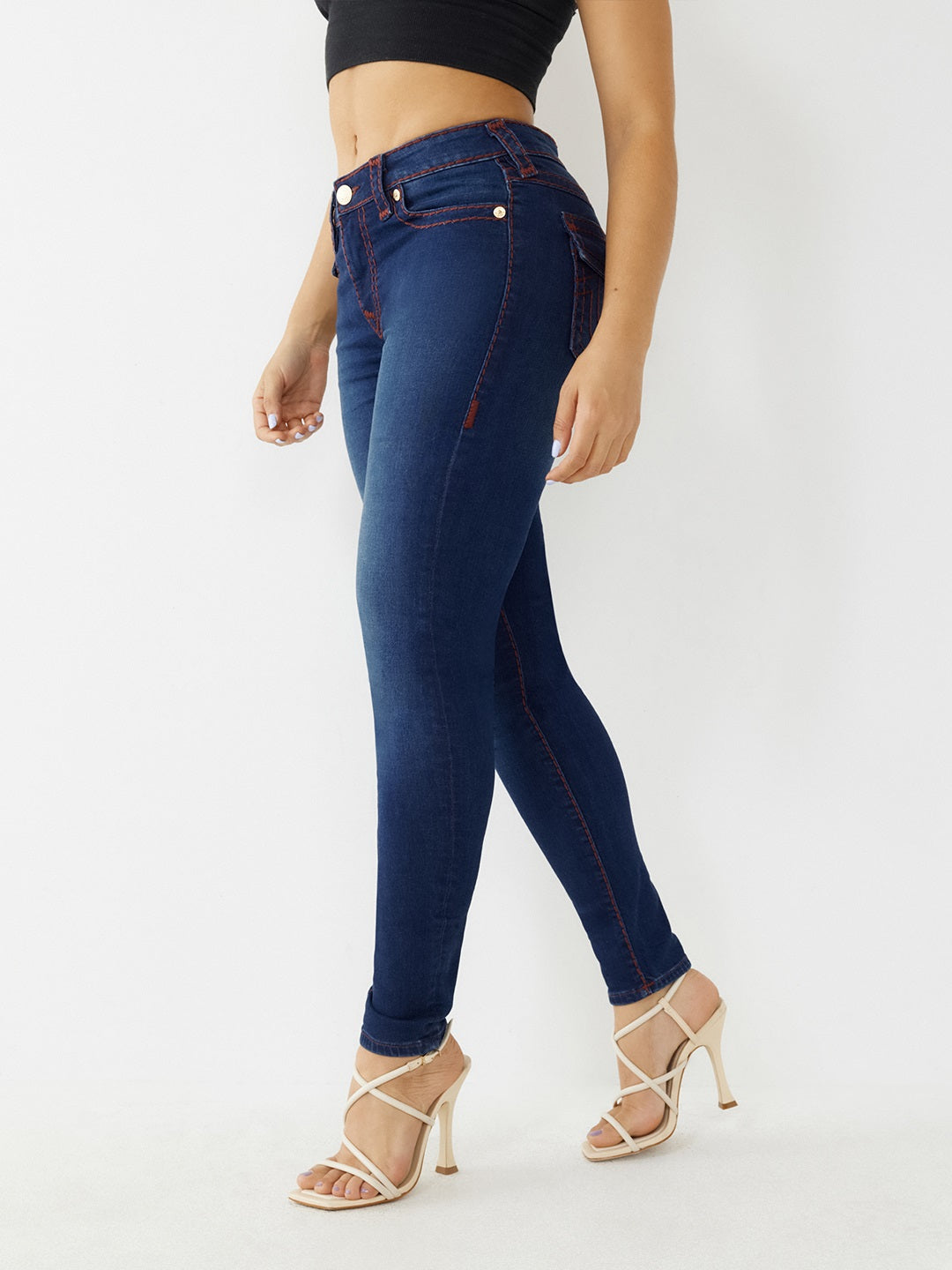 True Religion Women Blue Washed Super Skinny Jeans