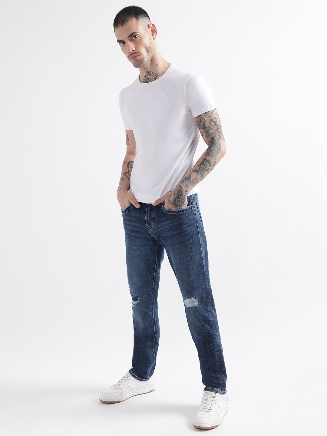 True Religion Men Blue Solid Slim Fit Jeans