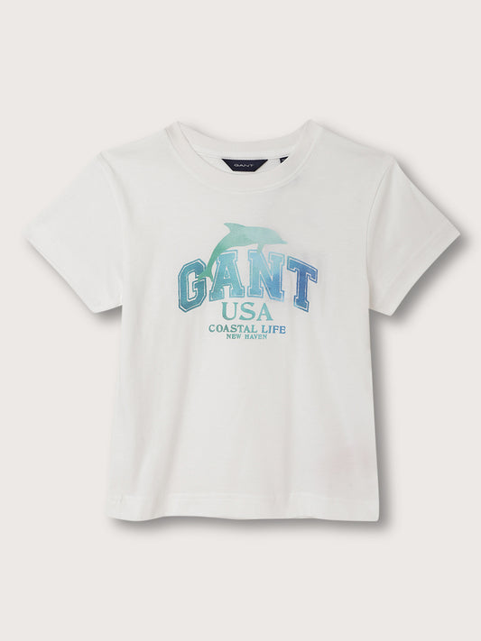 Gant Kids White Logo Relaxed Fit T-Shirt