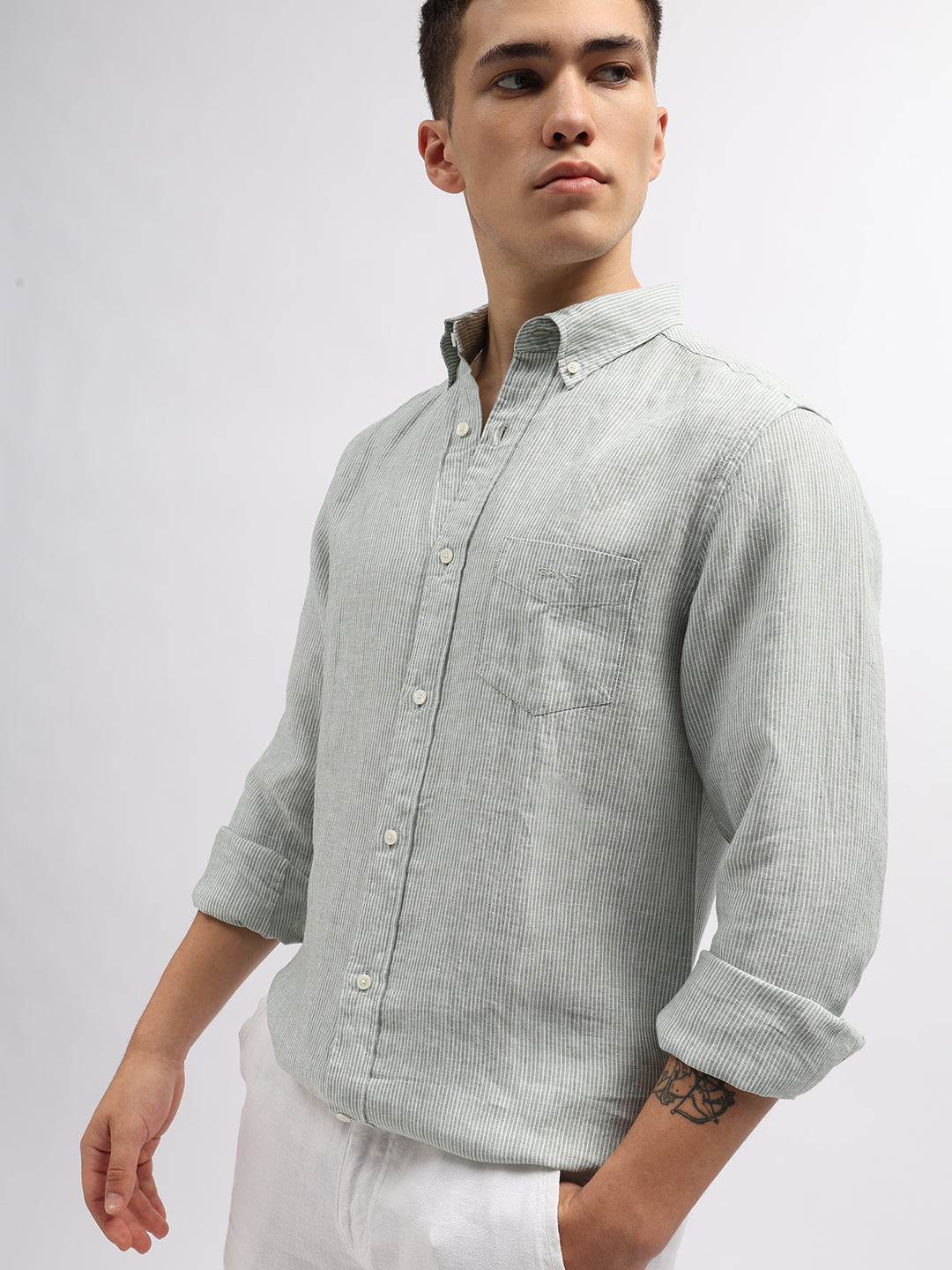 Gant Green Striped Regular Fit Shirt