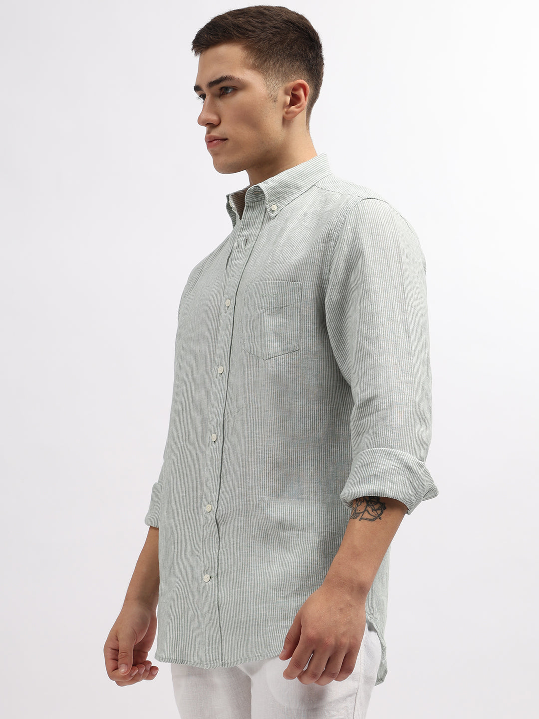 Gant Green Striped Regular Fit Shirt