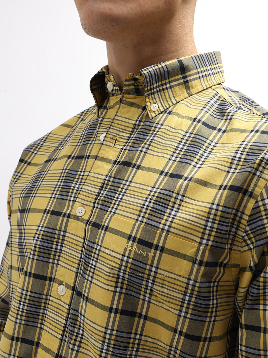 Gant Yellow Fashion Checked Regular Fit Shirt