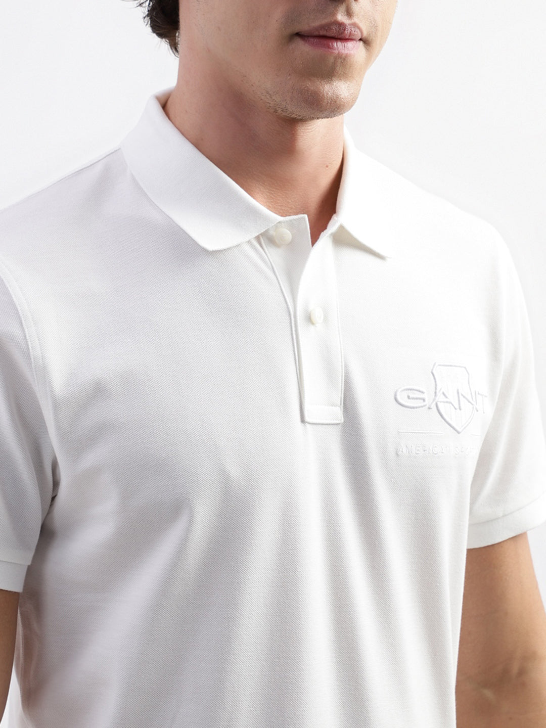 Gant White Logo Regular Fit Polo T-Shirt