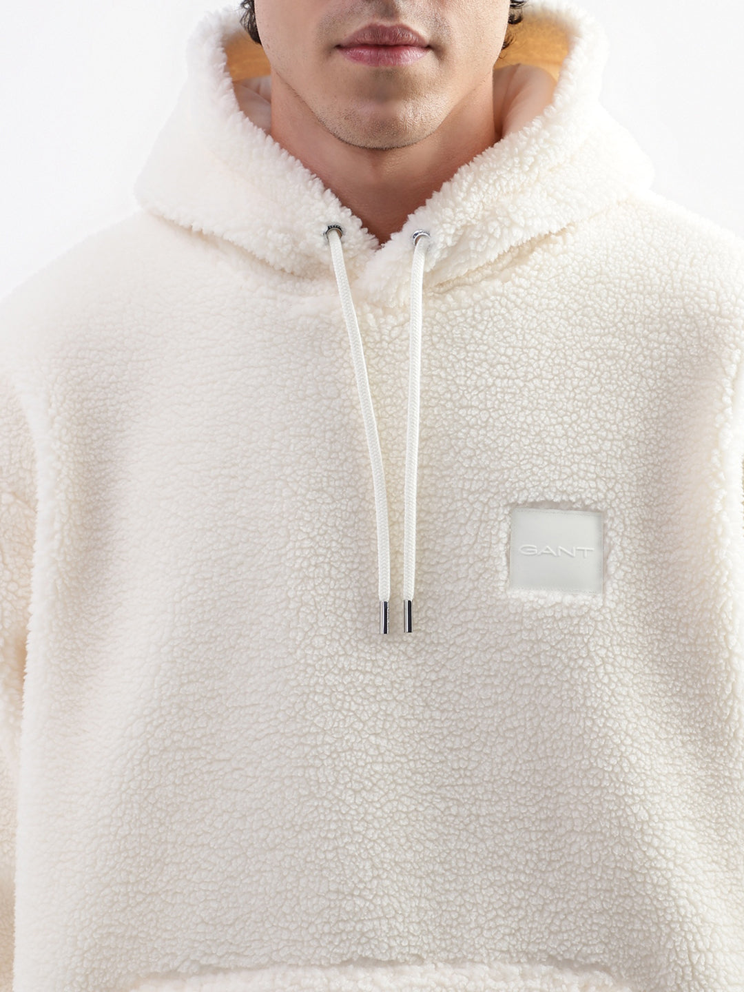 Gant Men Cream Solid Hooded Sweatshirt