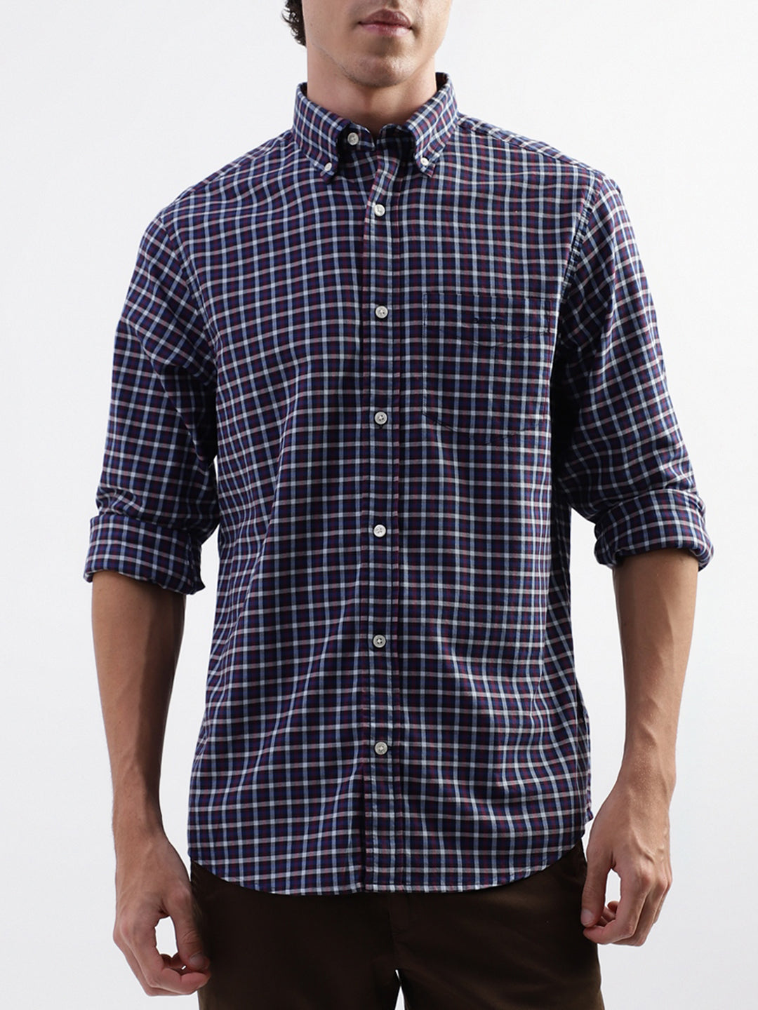 Gant Blue Checked Regular Fit Shirt