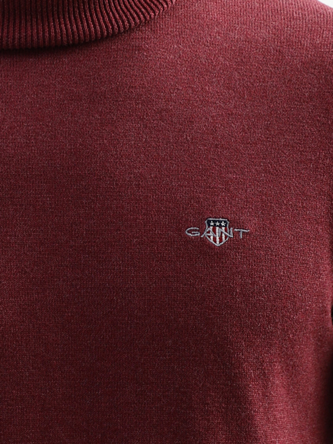 Gant Men Red Solid Round Neck Sweater