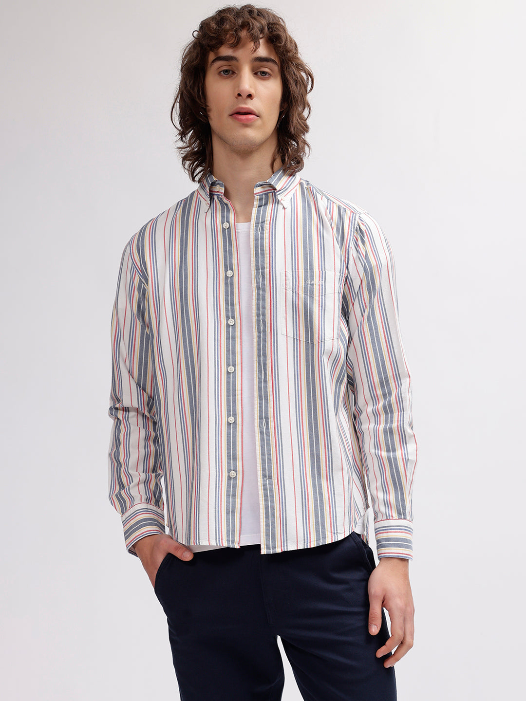 Gant Men Multi Color Striped Button Down Collar Full Sleeves Shirt