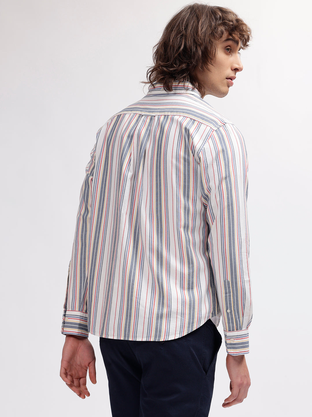 Gant Men Multi Color Striped Button Down Collar Full Sleeves Shirt