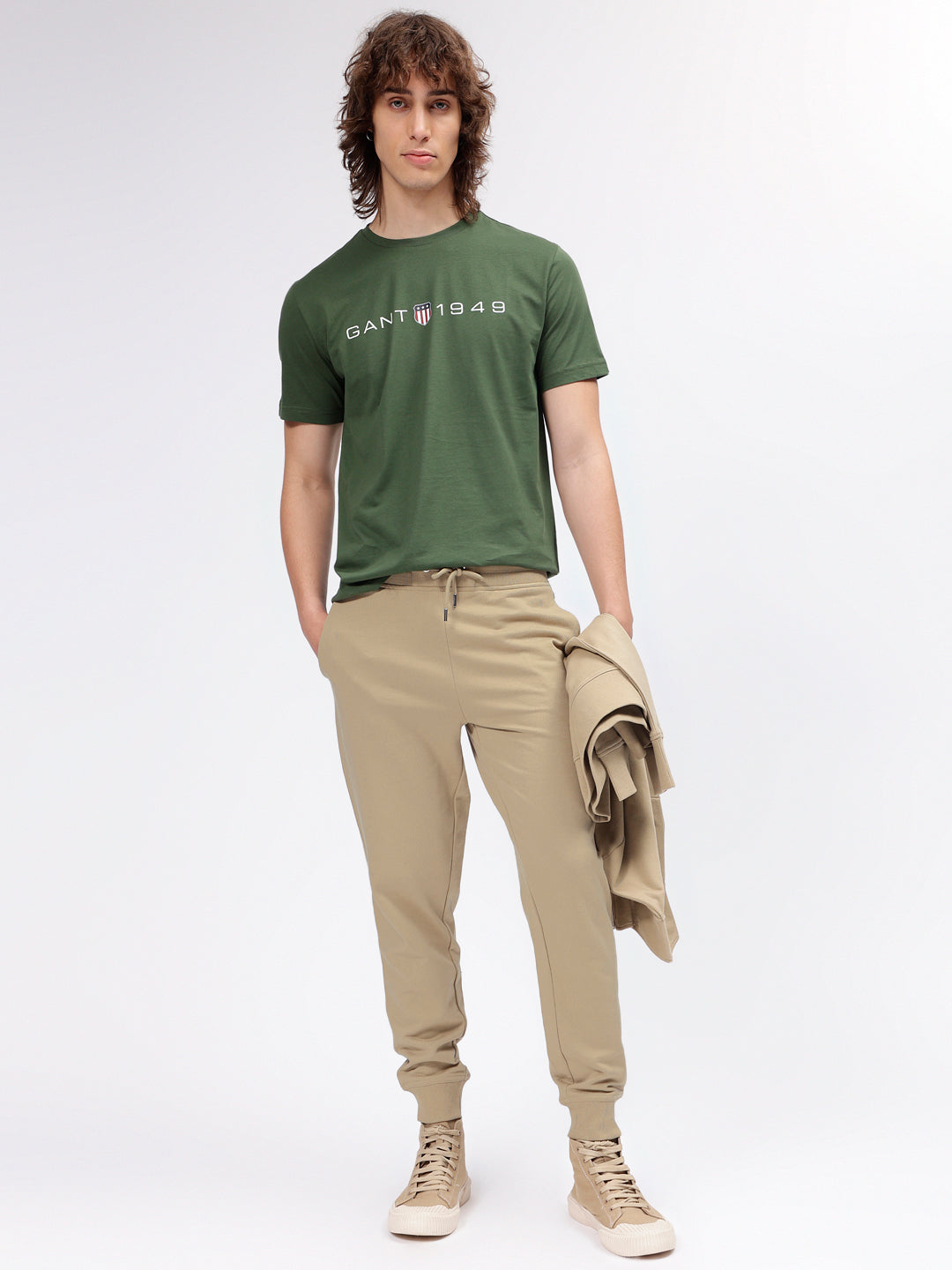 Khaki shops drawstring joggers