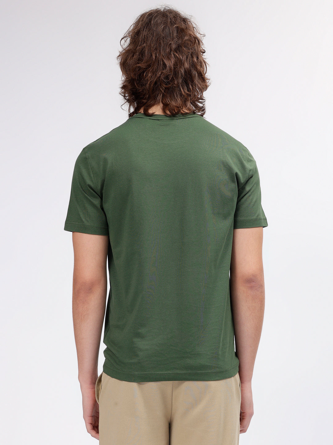 Gant Men Green Solid Round Neck Short Sleeves T-shirt