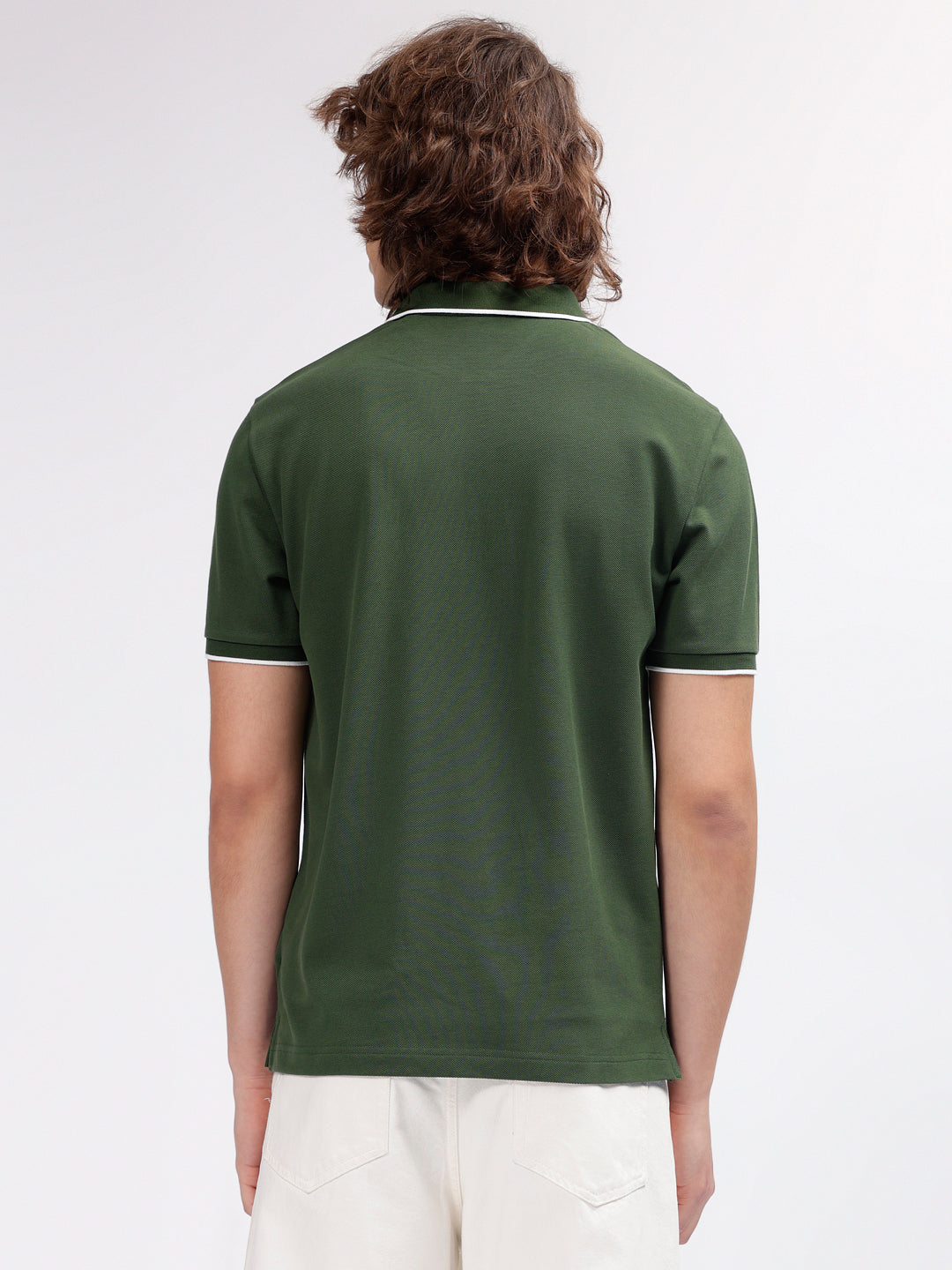 Gant Men Green Solid Polo Collar Short Sleeves T-shirt