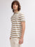 Gant Men Khaki Striped Polo Collar Short Sleeves T-shirt