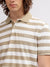 Gant Men Khaki Striped Polo Collar Short Sleeves T-shirt