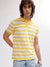 Gant Men Yellow Striped Polo Collar Short Sleeves T-shirt