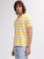 Gant Men Yellow Striped Polo Collar Short Sleeves T-shirt