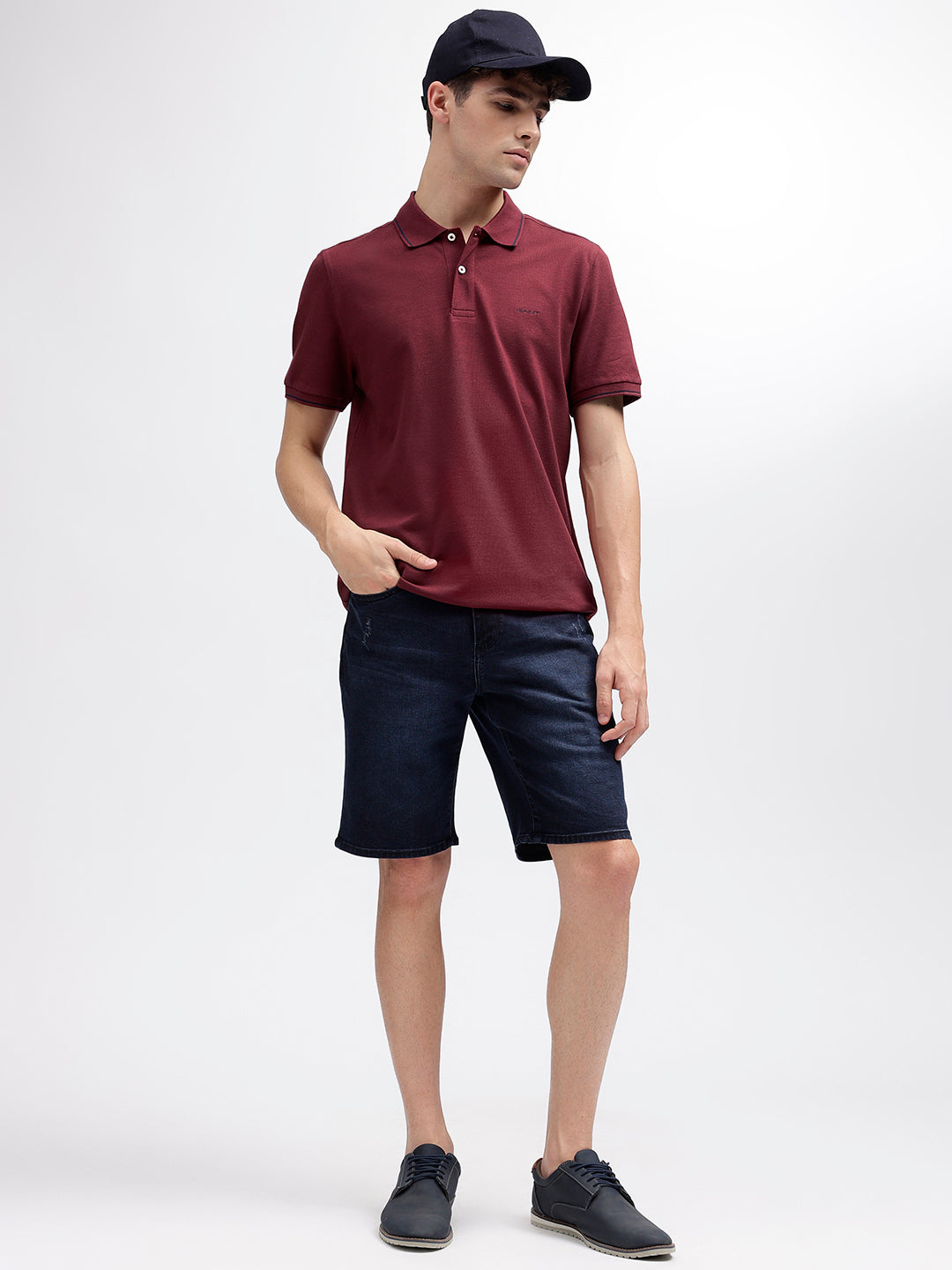 Gant Men Red Solid Polo Collar Short Sleeves T-Shirt