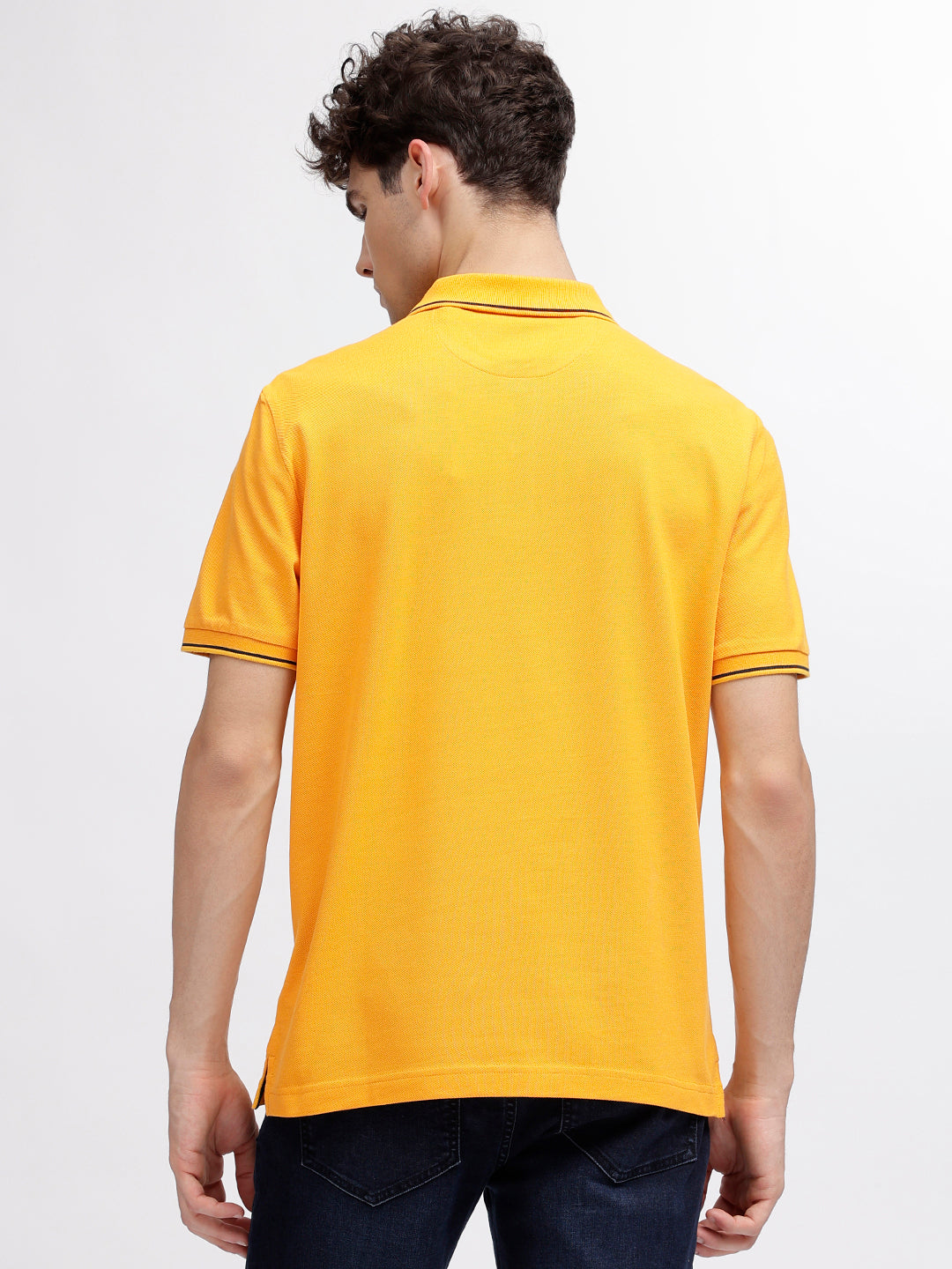 Gant Men Yellow Solid Polo Collar Short Sleeves T-Shirt