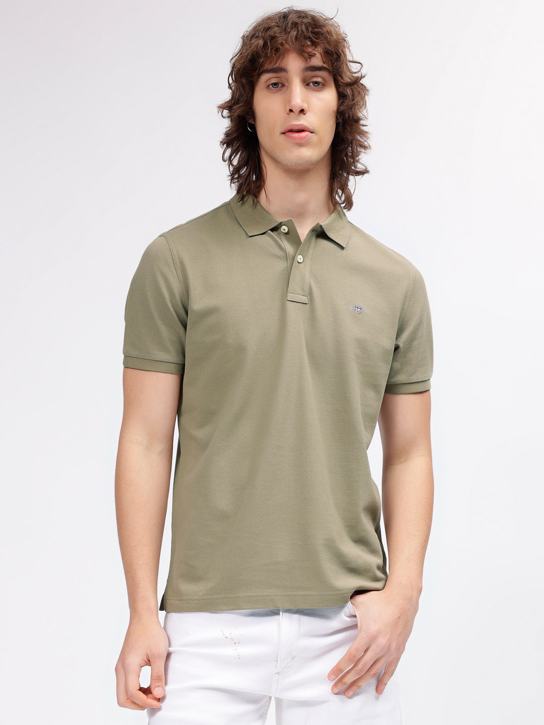 Gant Men Brown Solid Polo Collar Short Sleeves T-shirt