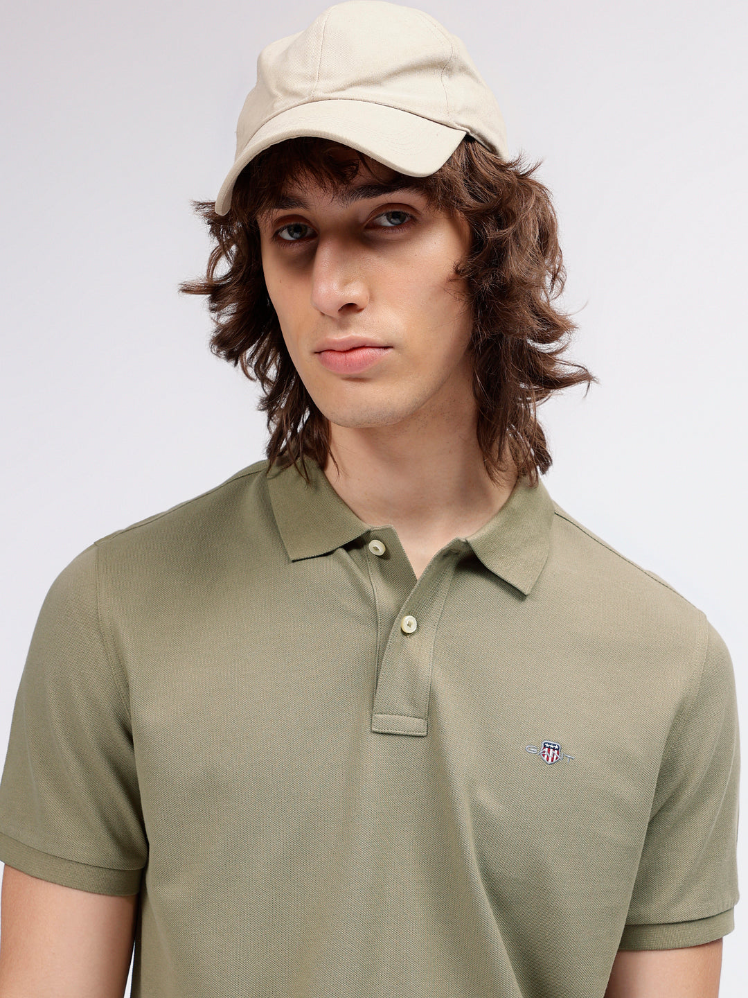 Gant Men Brown Solid Polo Collar Short Sleeves T-shirt