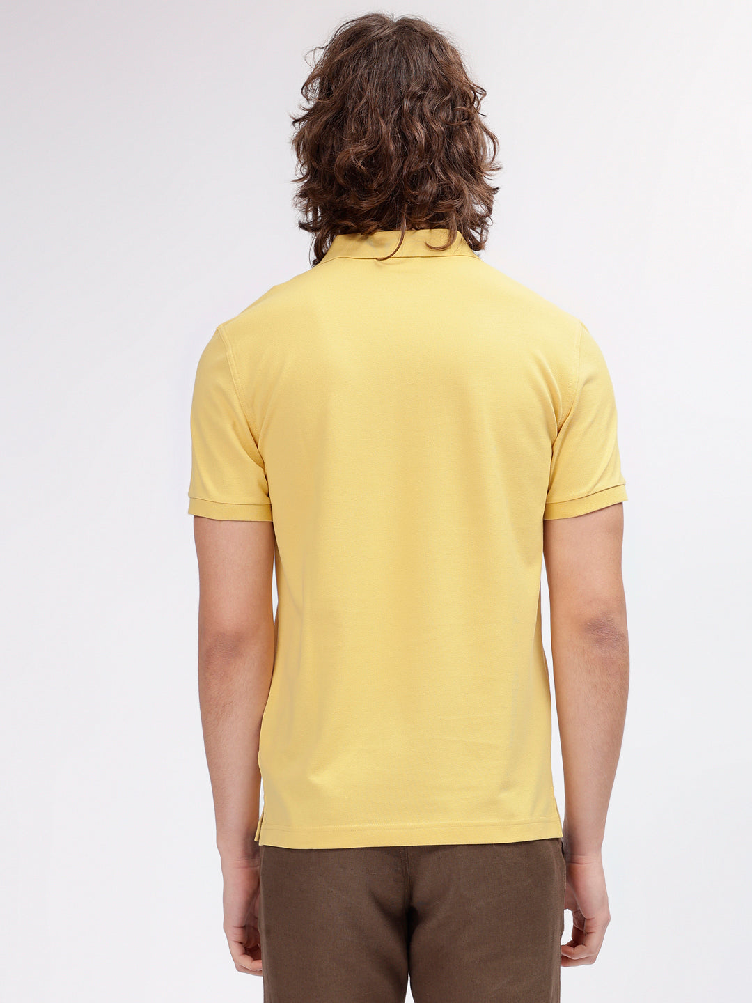 Gant Men Yellow Solid Polo Collar Short Sleeves T-shirt