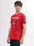 True Religion Men Red Printed Round Neck Short Sleeves T-Shirt