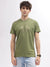 True Religion Men Green Solid Round Neck Short Sleeves T-Shirt