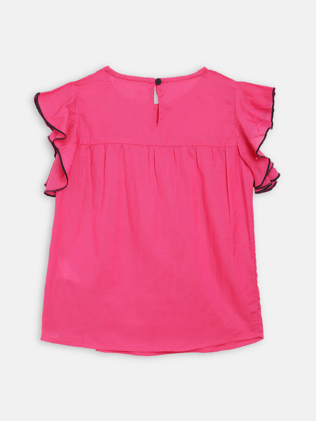 Elle Kids Girls Pink Solid Round Neck Top