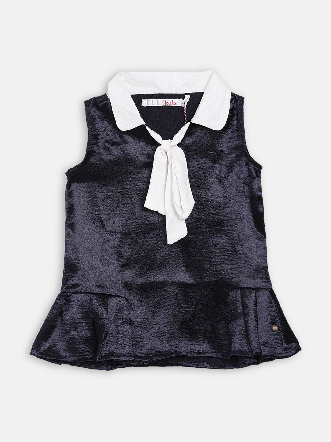 Elle Kids Girls Navy Solid Round Neck Top