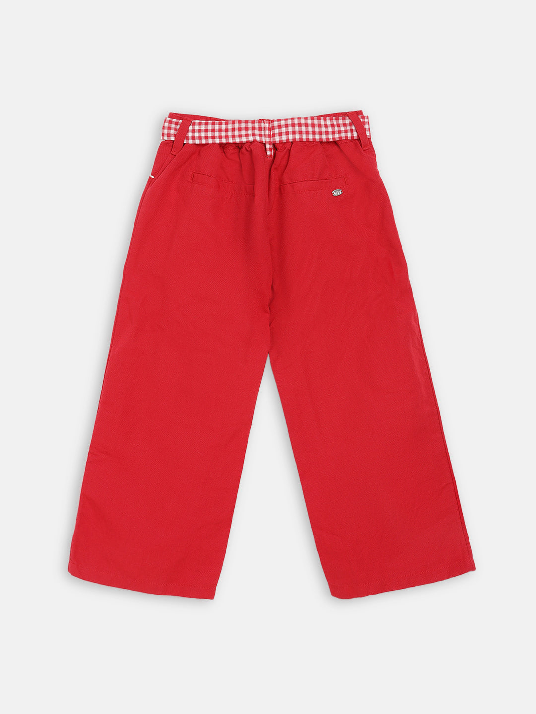 Elle Kids Girls Red Solid Regular Fit Trouser