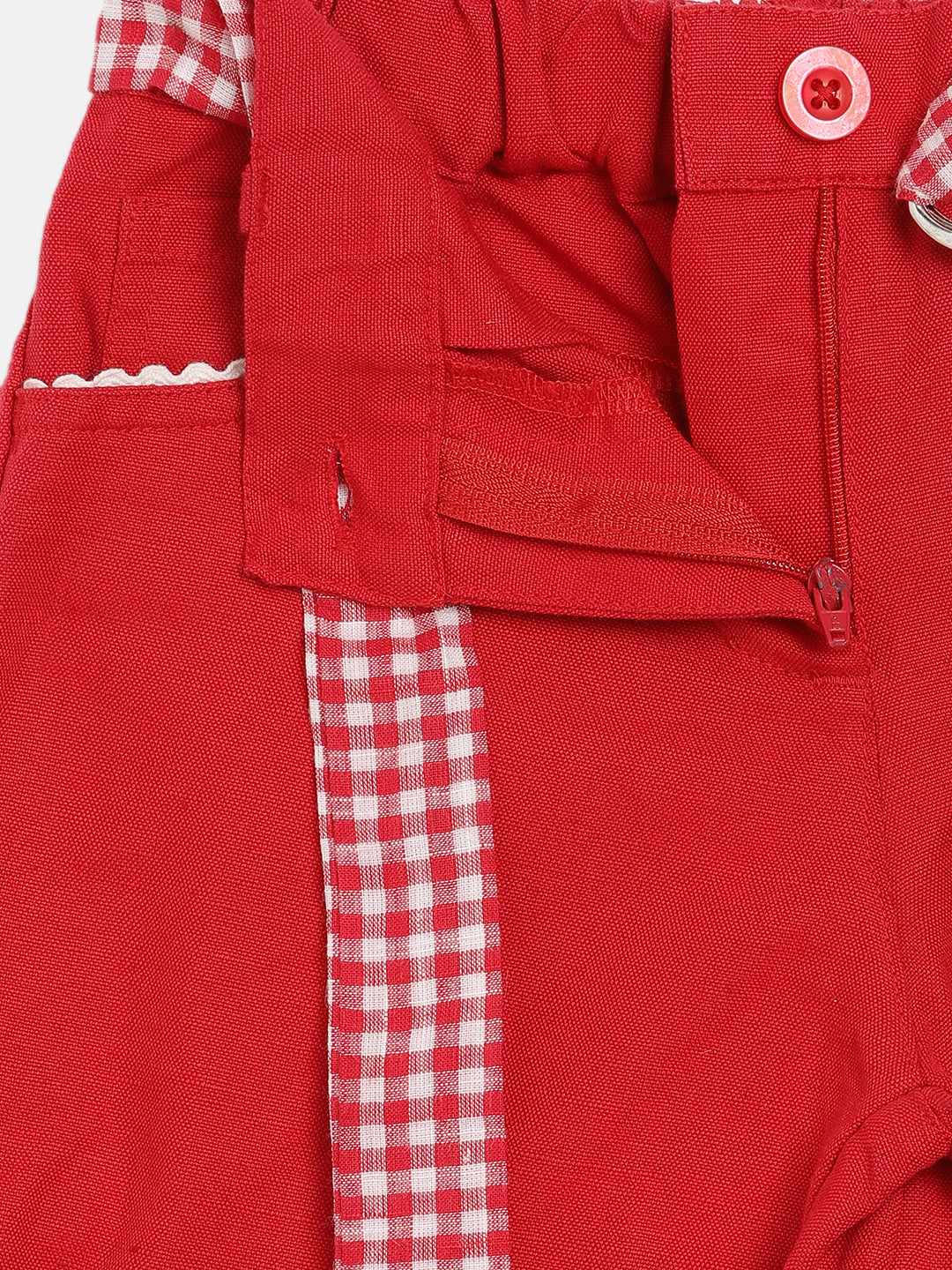 Elle Kids Girls Red Solid Regular Fit Trouser