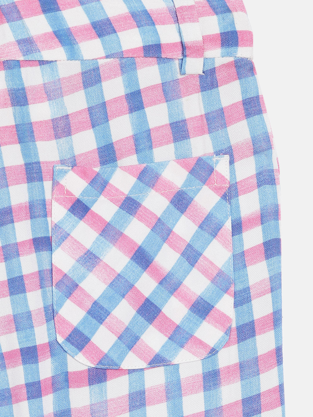 Blue Giraffe Girls Blue Checked Regular Fit Trouser