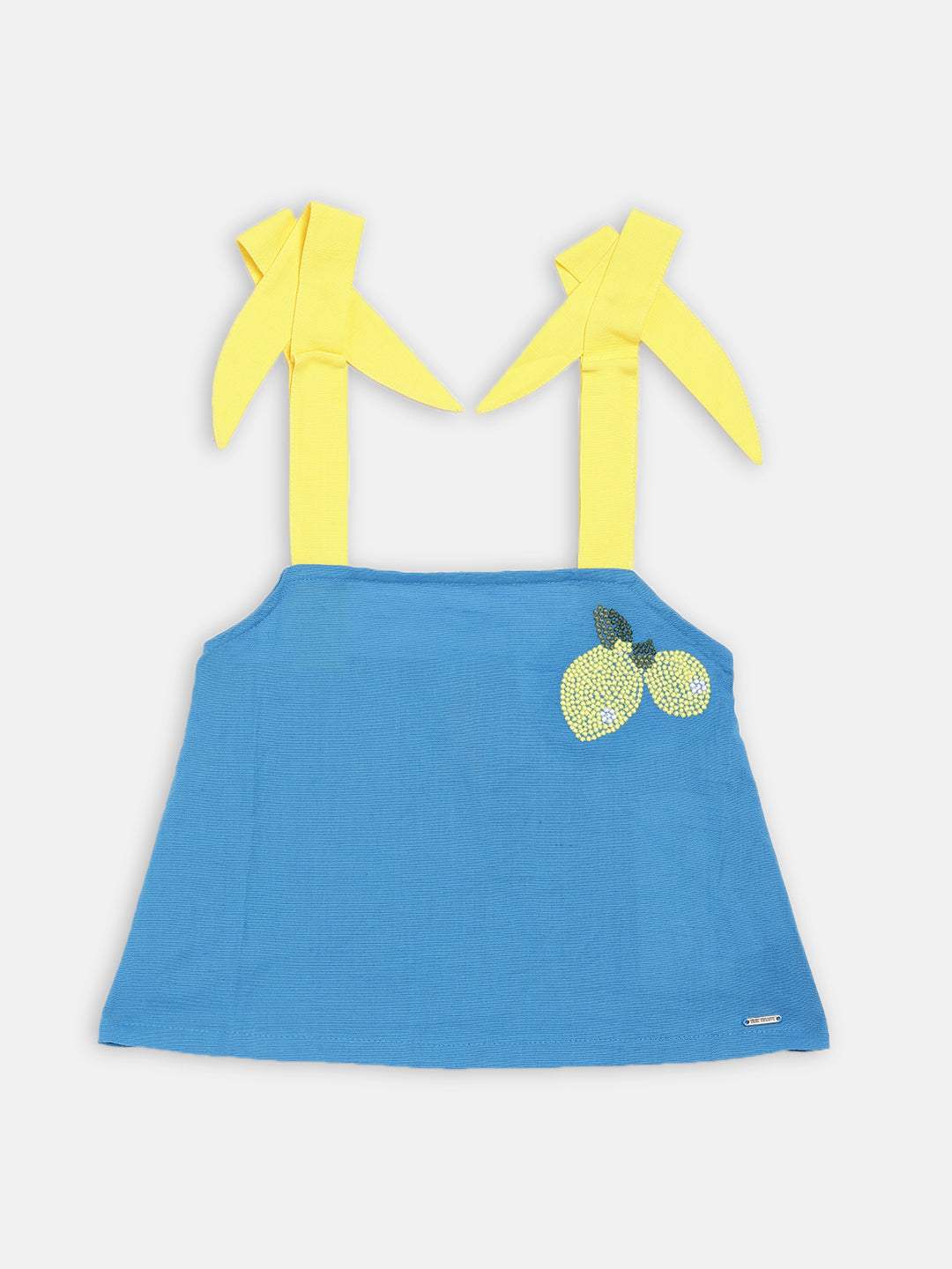 Blue Giraffe Girls Blue Solid Square Neck Top