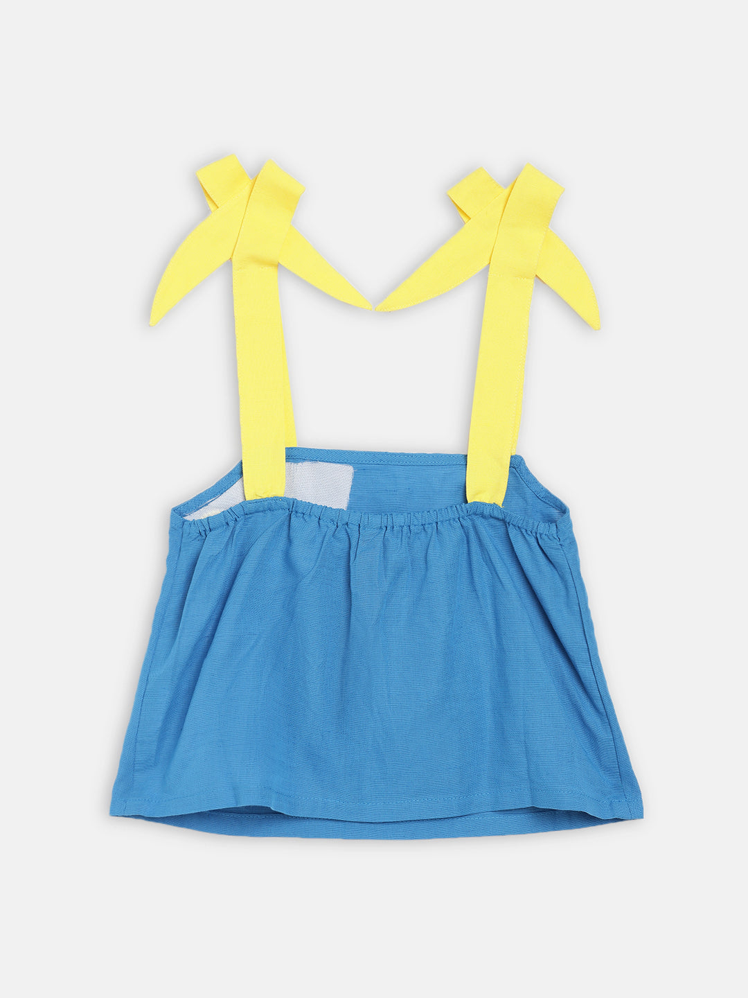 Blue Giraffe Girls Blue Solid Square Neck Top