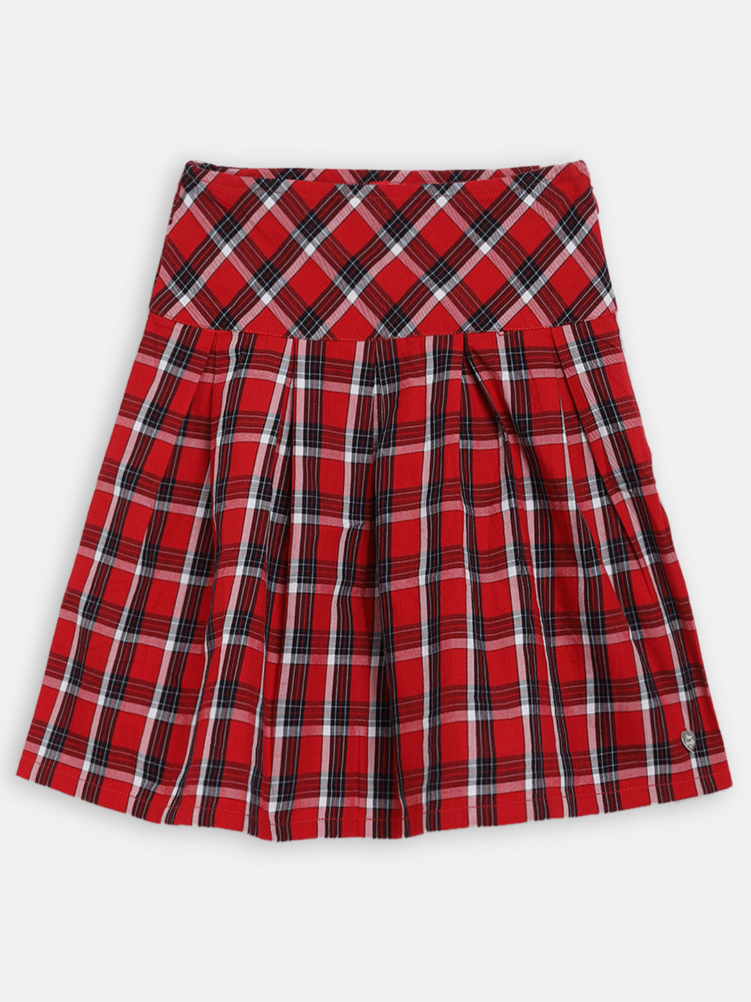 Blue Giraffe Girls Multi Checked Slim Fit Skirt