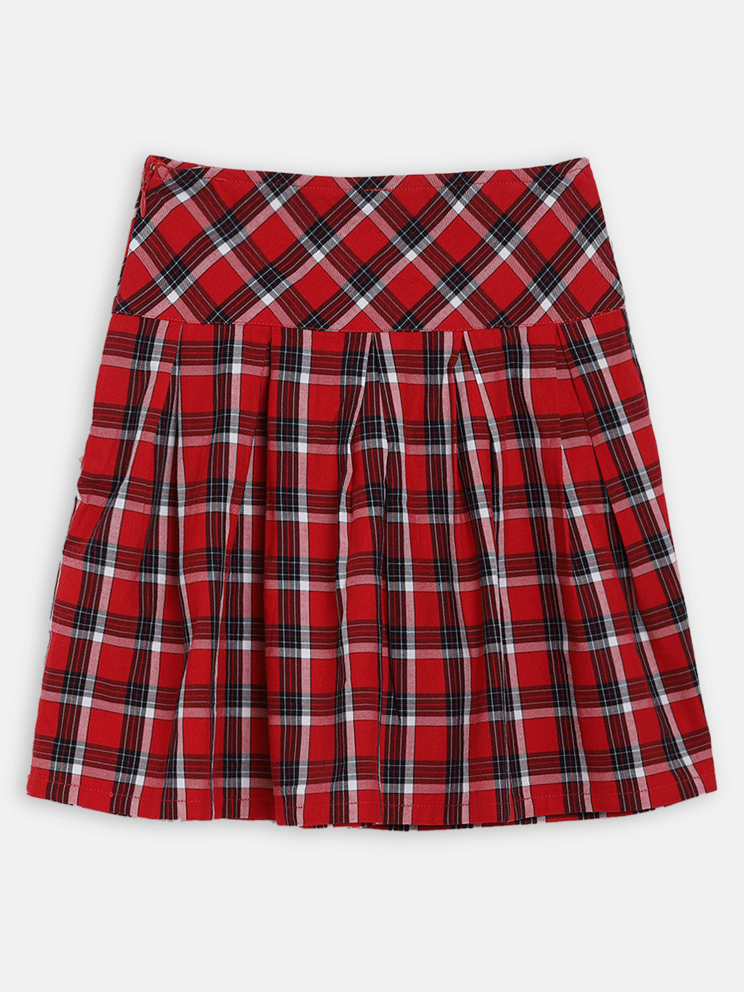 Blue Giraffe Girls Multi Checked Slim Fit Skirt