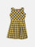 Blue Giraffe Girls Yellow Checked Round Neck Dress