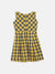 Blue Giraffe Girls Yellow Checked Round Neck Dress