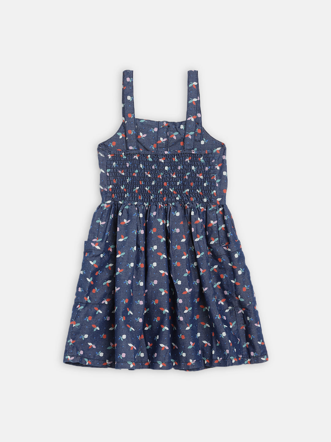 Blue Giraffe Girls Blue Printed V Neck Dress