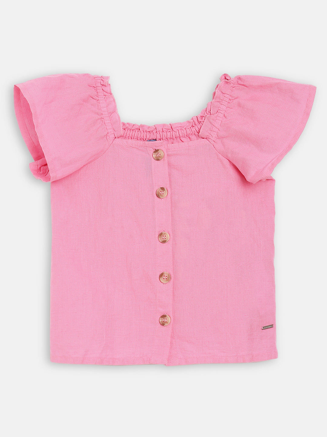 Blue Giraffe Girls Pink Solid Square Neck Top