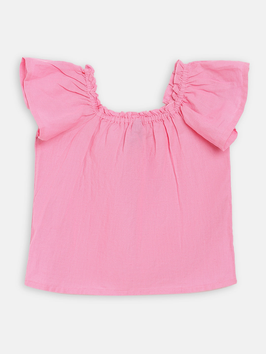 Blue Giraffe Girls Pink Solid Square Neck Top