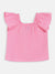 Blue Giraffe Girls Pink Solid Square Neck Top