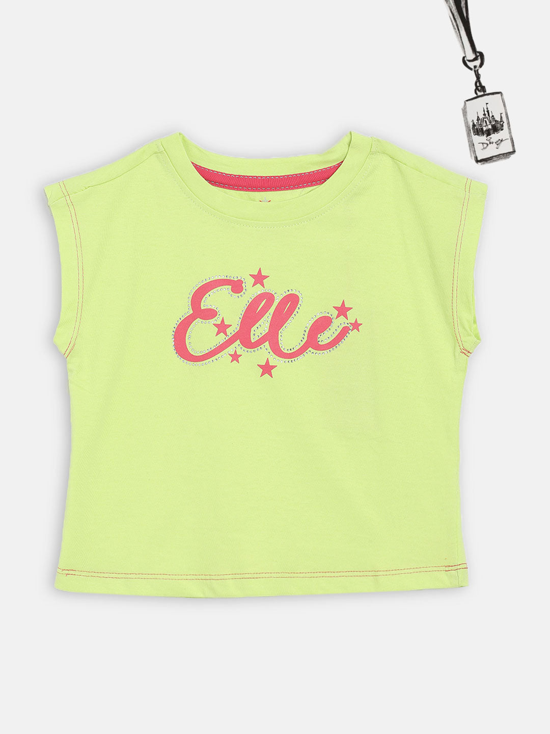 Elle Kids Girls Yellow Solid Round Neck Top