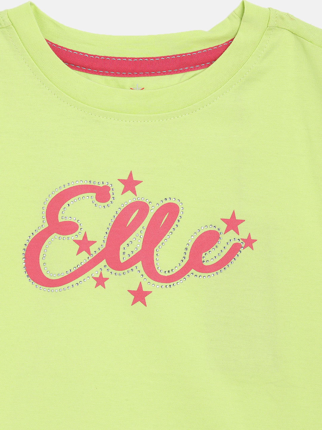 Elle Kids Girls Yellow Solid Round Neck Top